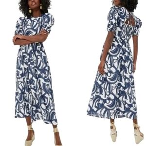 Nwt Hyacinth House White/Navy Modest Contemporary Puffed Sleeves Tuckernuck Maxi